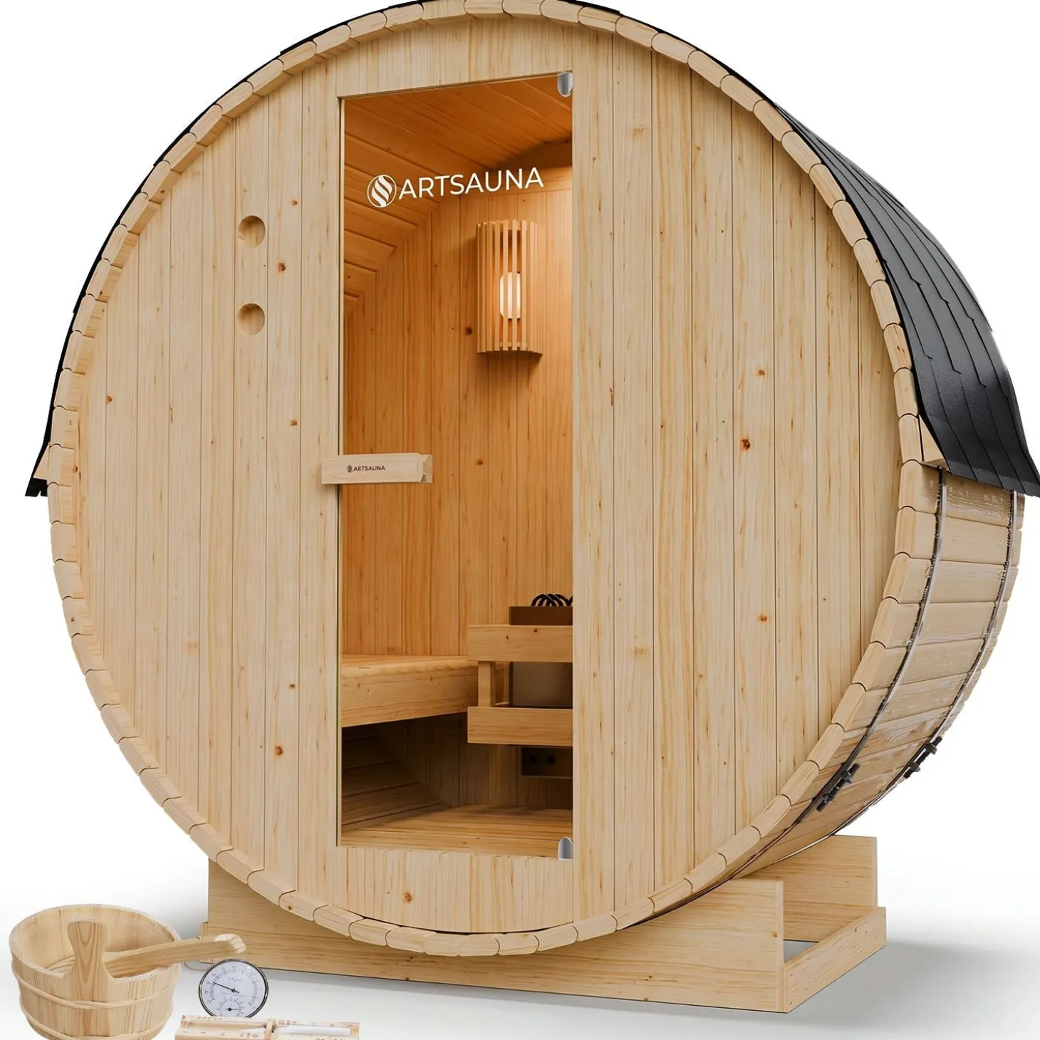 Fasssauna Spitzbergen mit Saunaofen