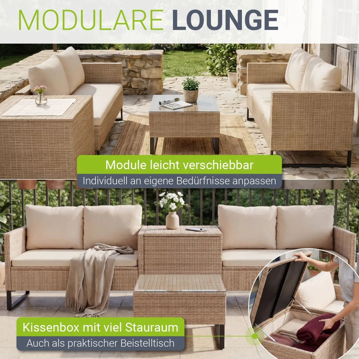 Gartenlounge für 4 Personen Santorini