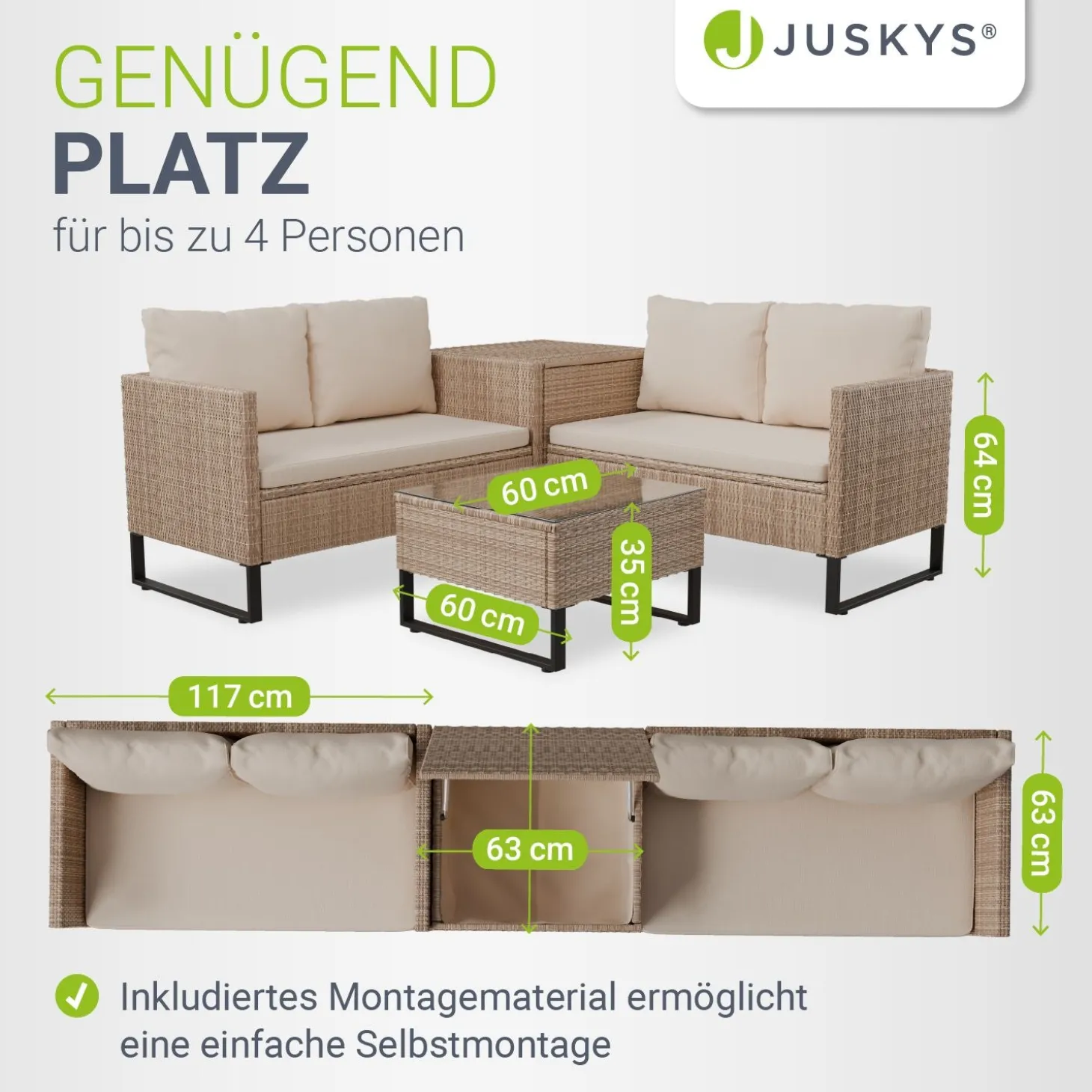 Gartenlounge für 4 Personen Santorini