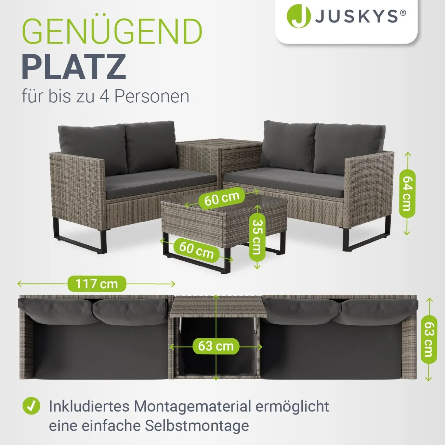 Gartenlounge für 4 Personen Santorini