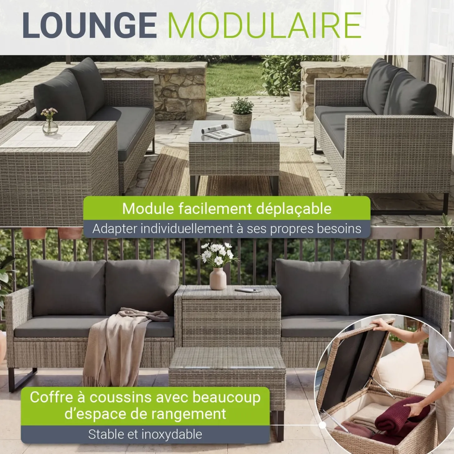 Gartenlounge für 4 Personen Santorini