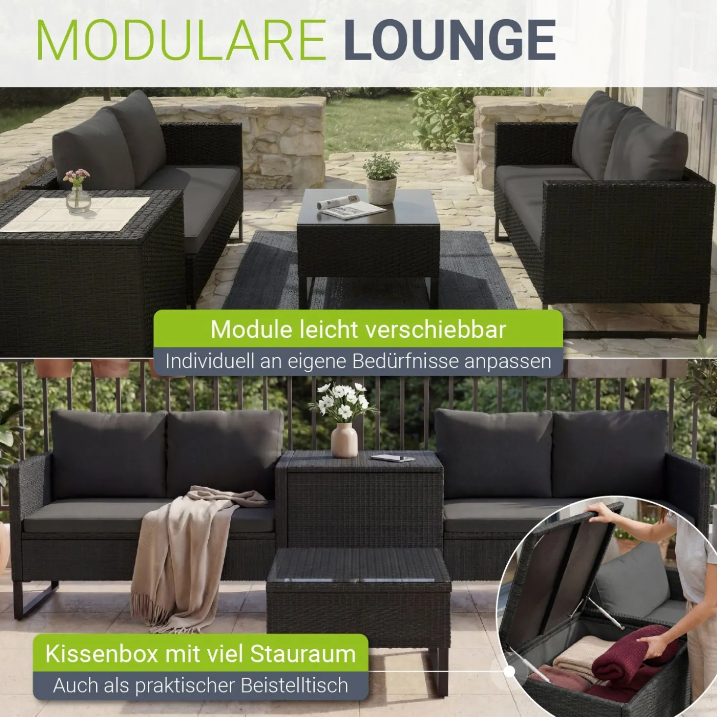 Gartenlounge für 4 Personen Santorini
