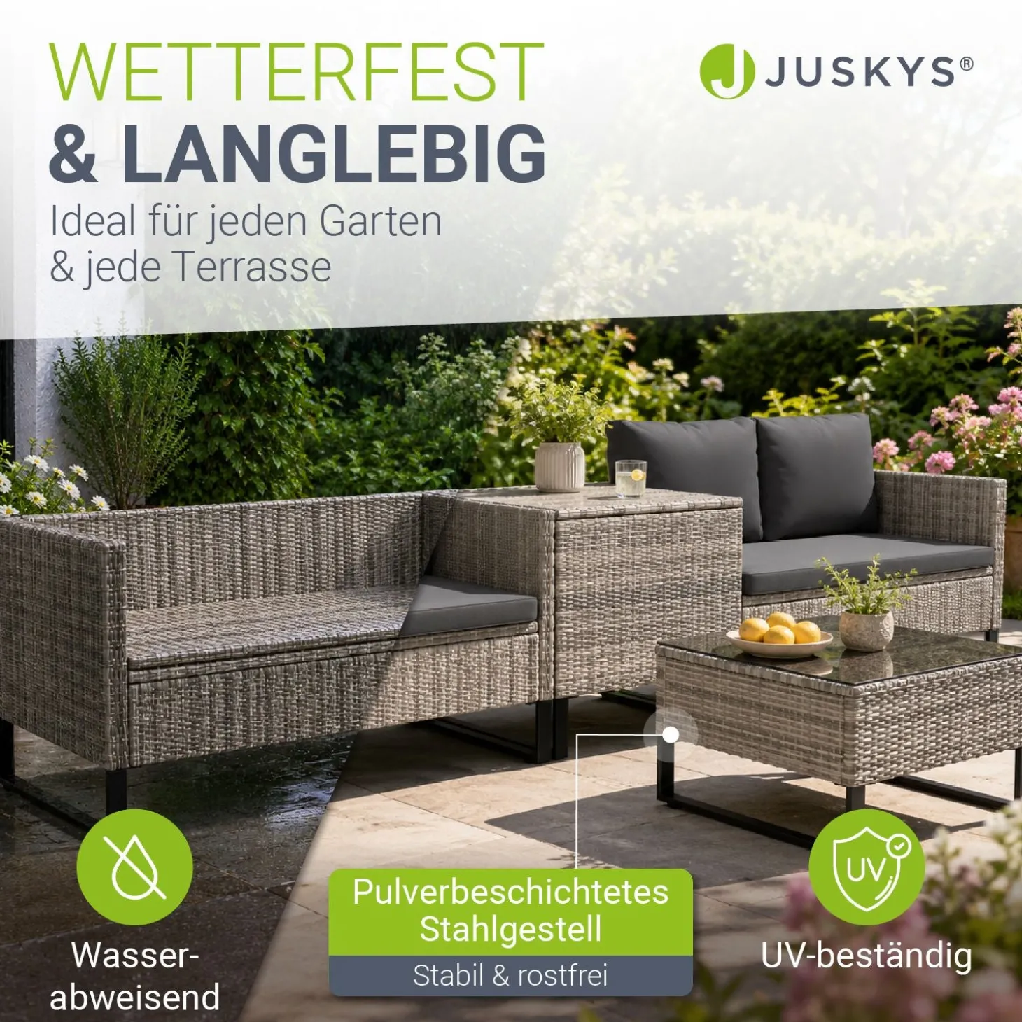 Gartenlounge für 4 Personen Santorini