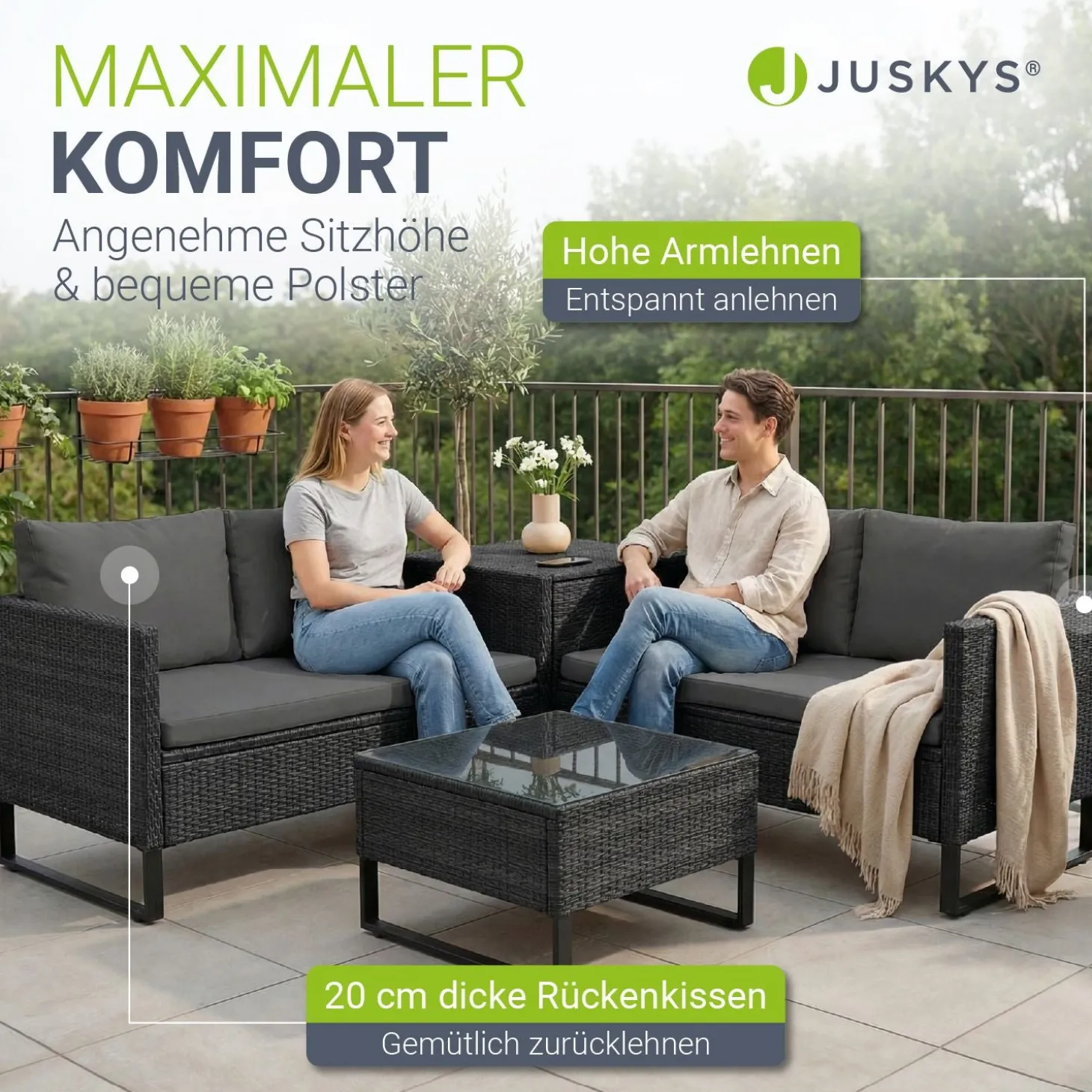 Gartenlounge für 4 Personen Santorini