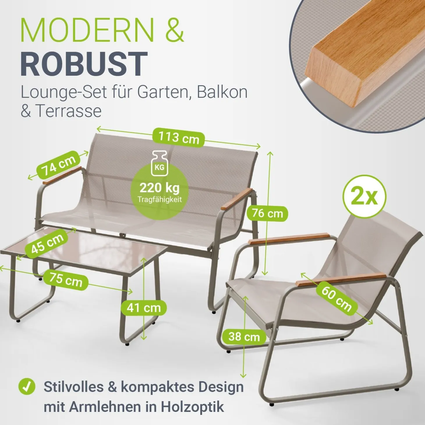 Gartenmöbelset Genua 4-teilig