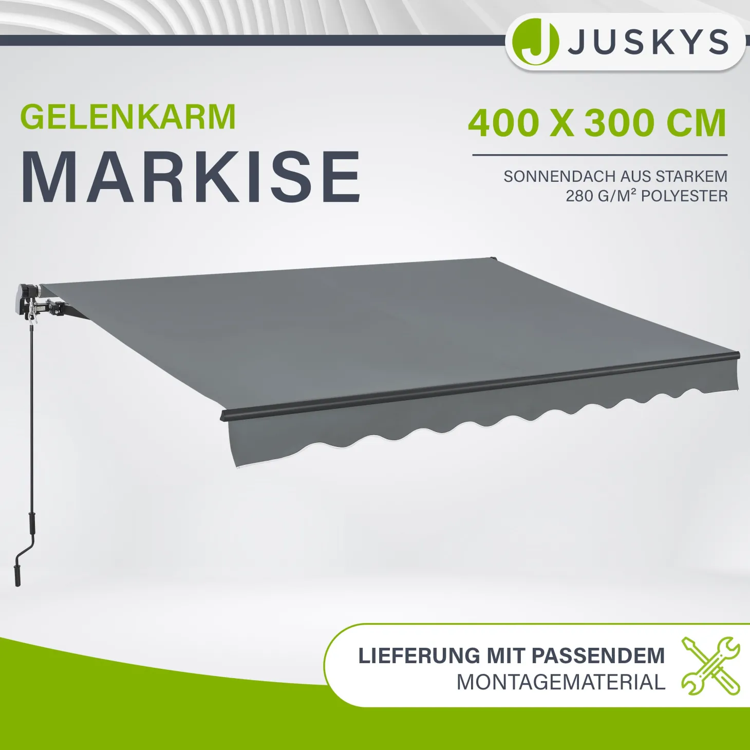 Gelenkarmmarkise mit Kurbel