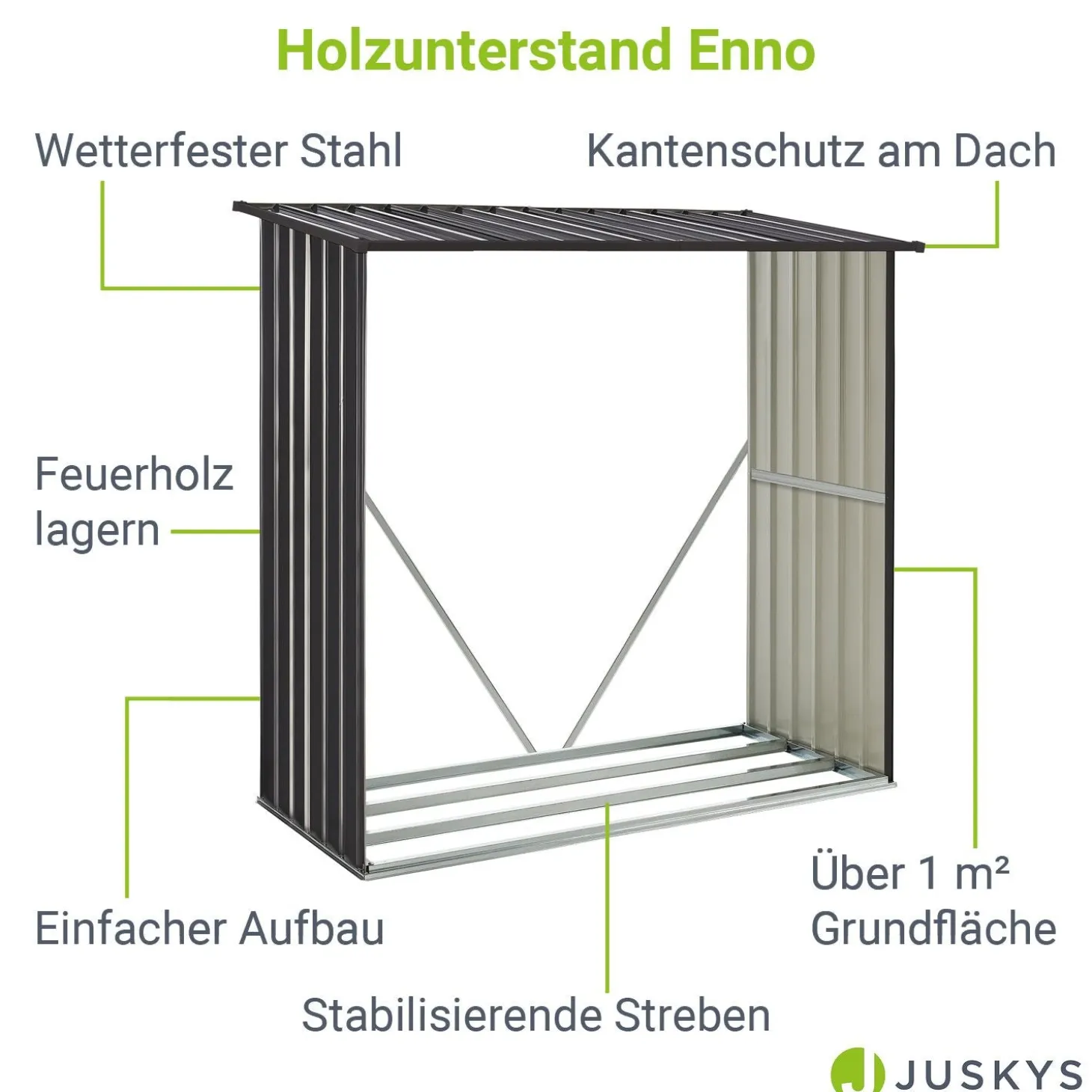 Holzunterstand Metall Enno