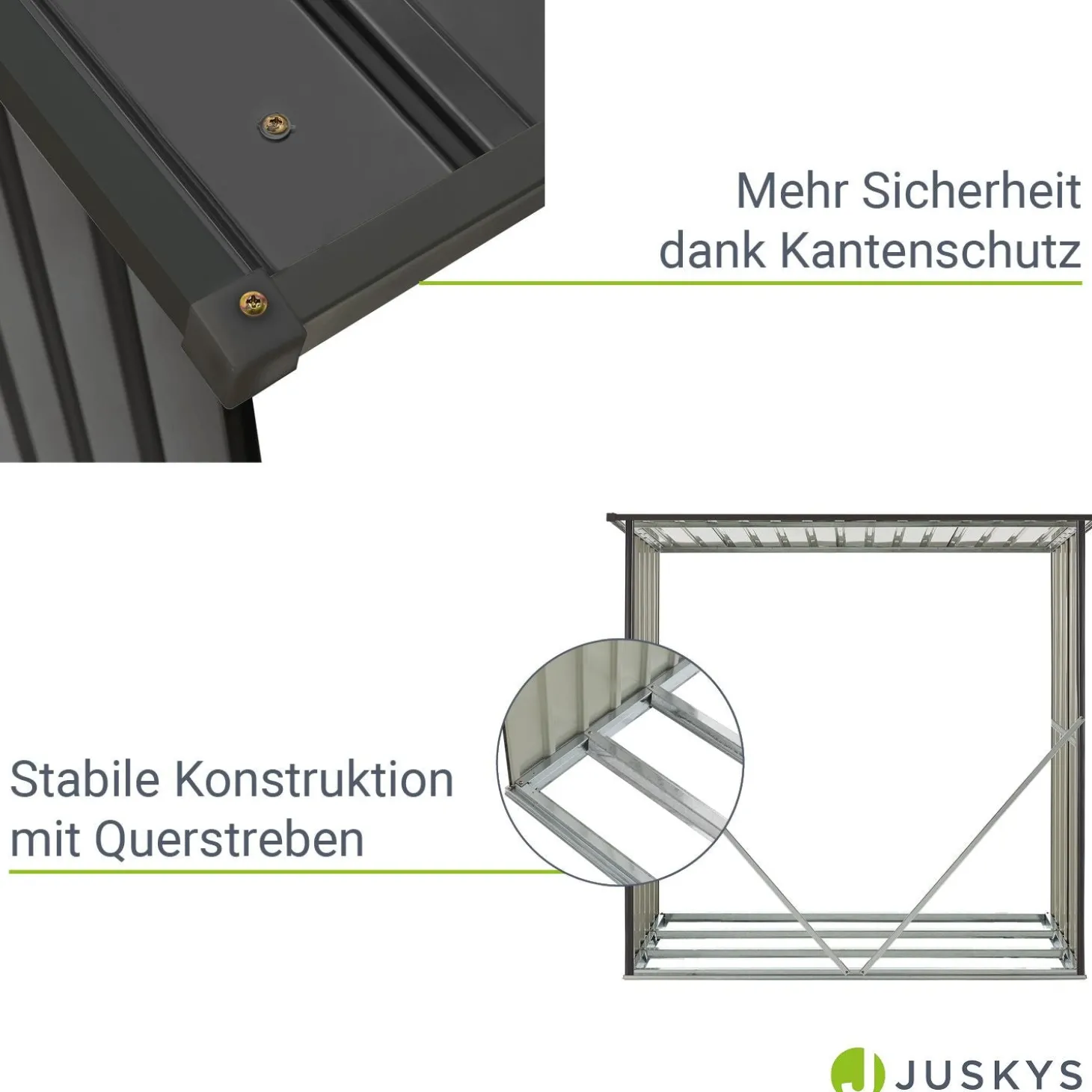 Holzunterstand Metall Enno