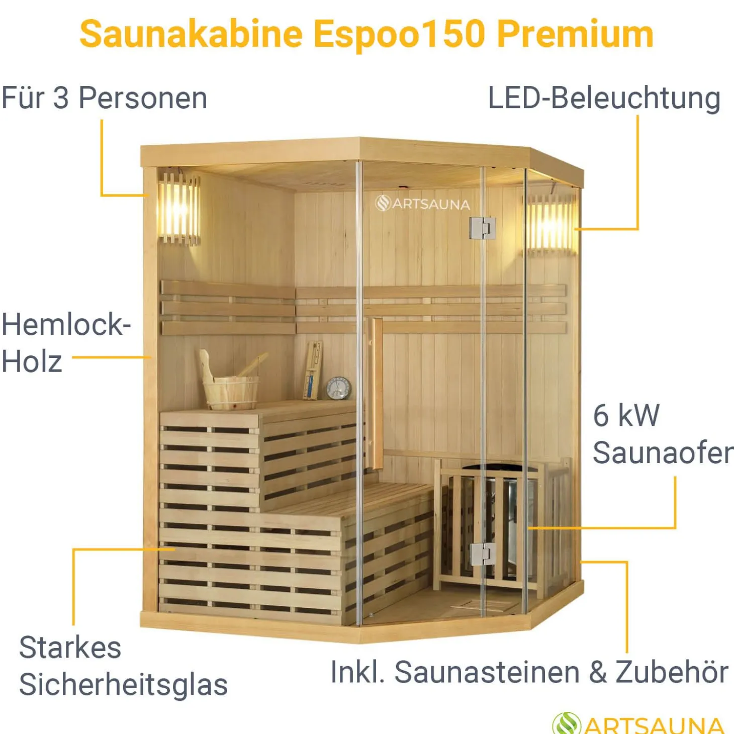 Indoor Sauna Espoo 150 Premium