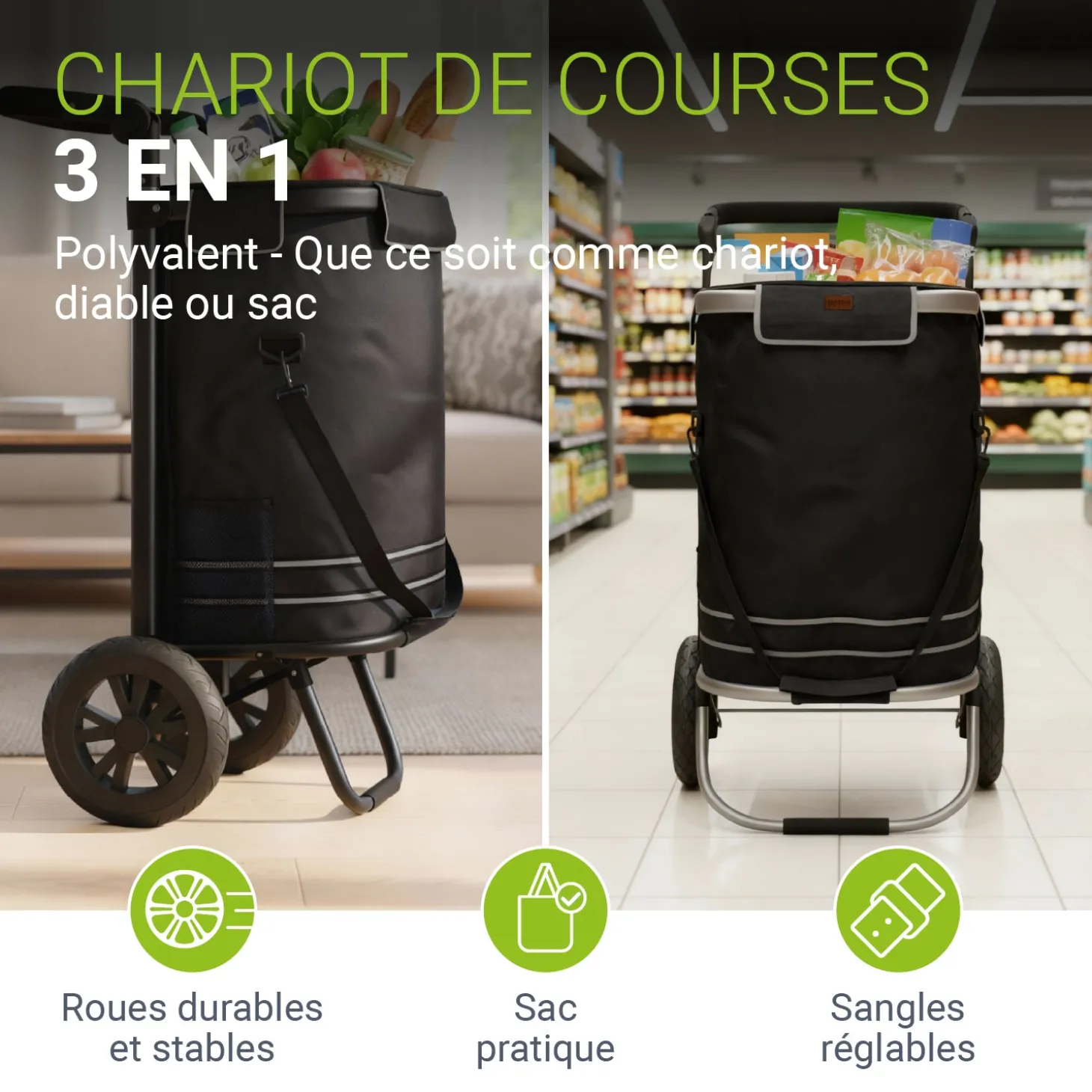 3in1 Einkaufstrolley - 56 L Kapazität