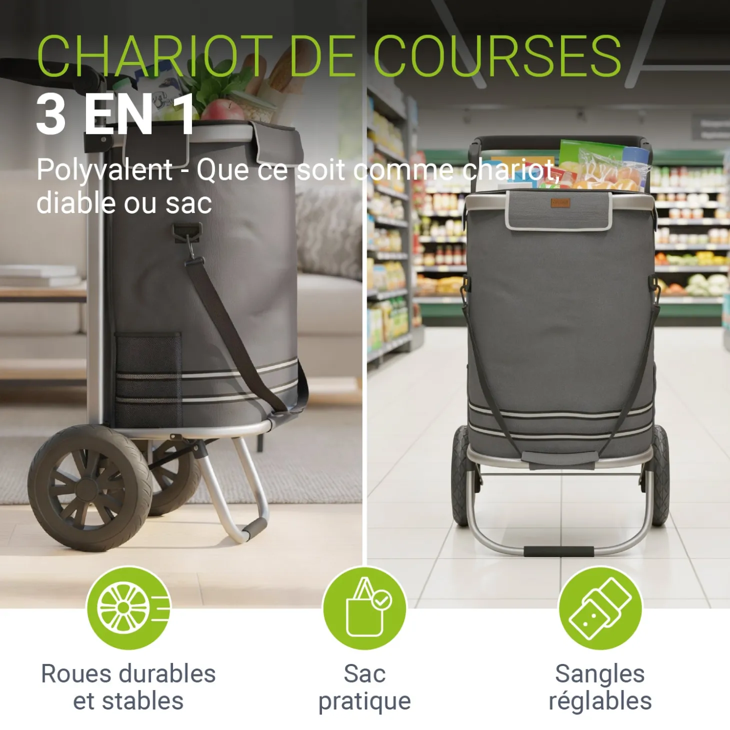 3in1 Einkaufstrolley - 56 L Kapazität