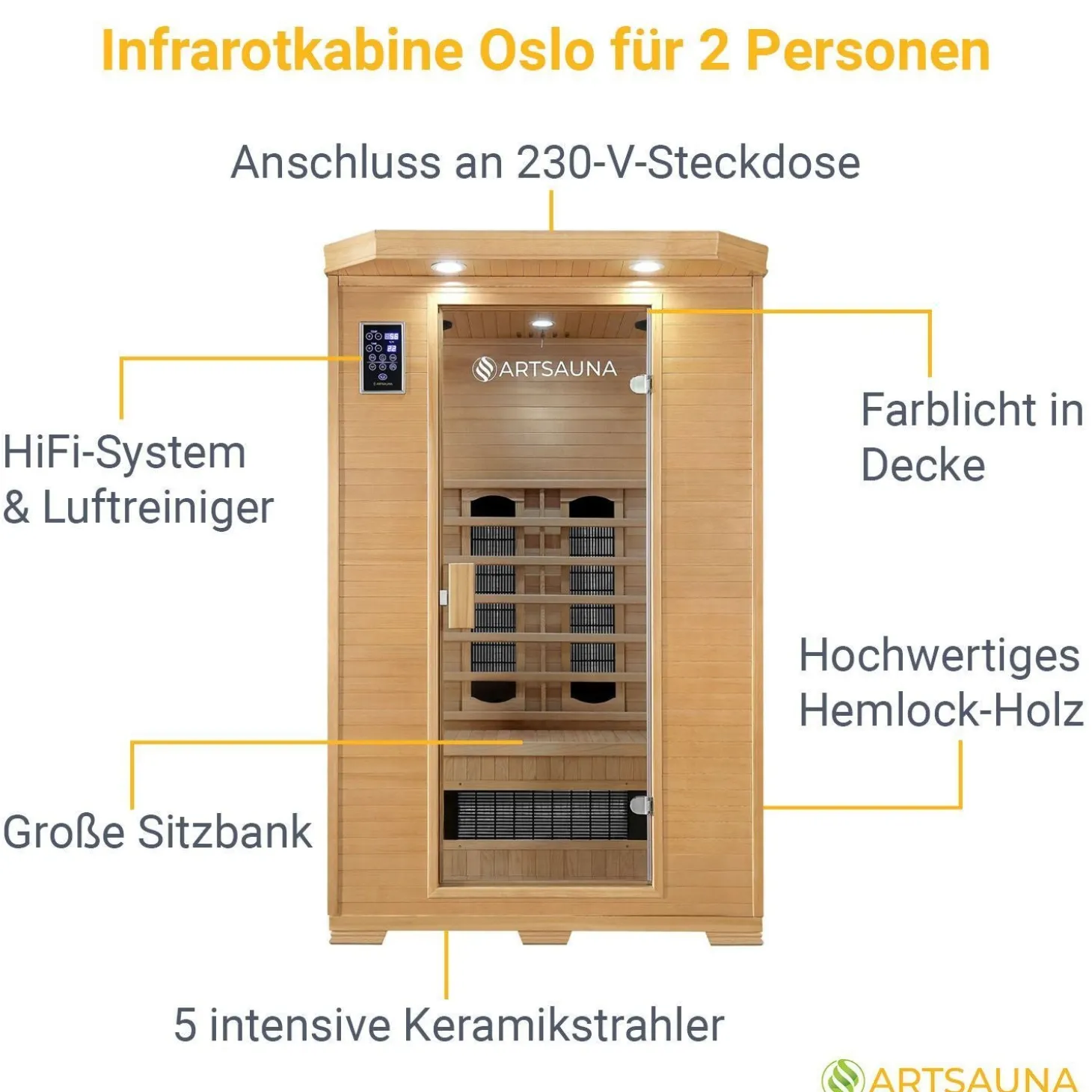Infrarotkabine Oslo mit Keramikstrahler