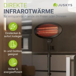 Infrarotstrahler 2000W Schwarz außen