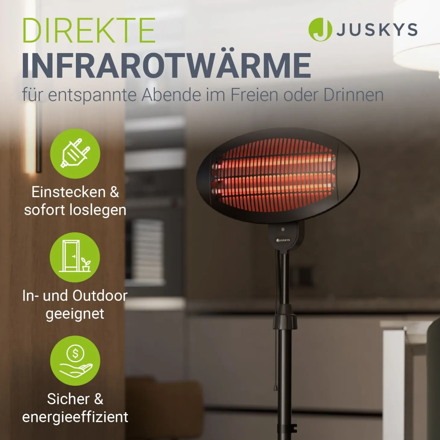 Infrarotstrahler 2000W Schwarz außen