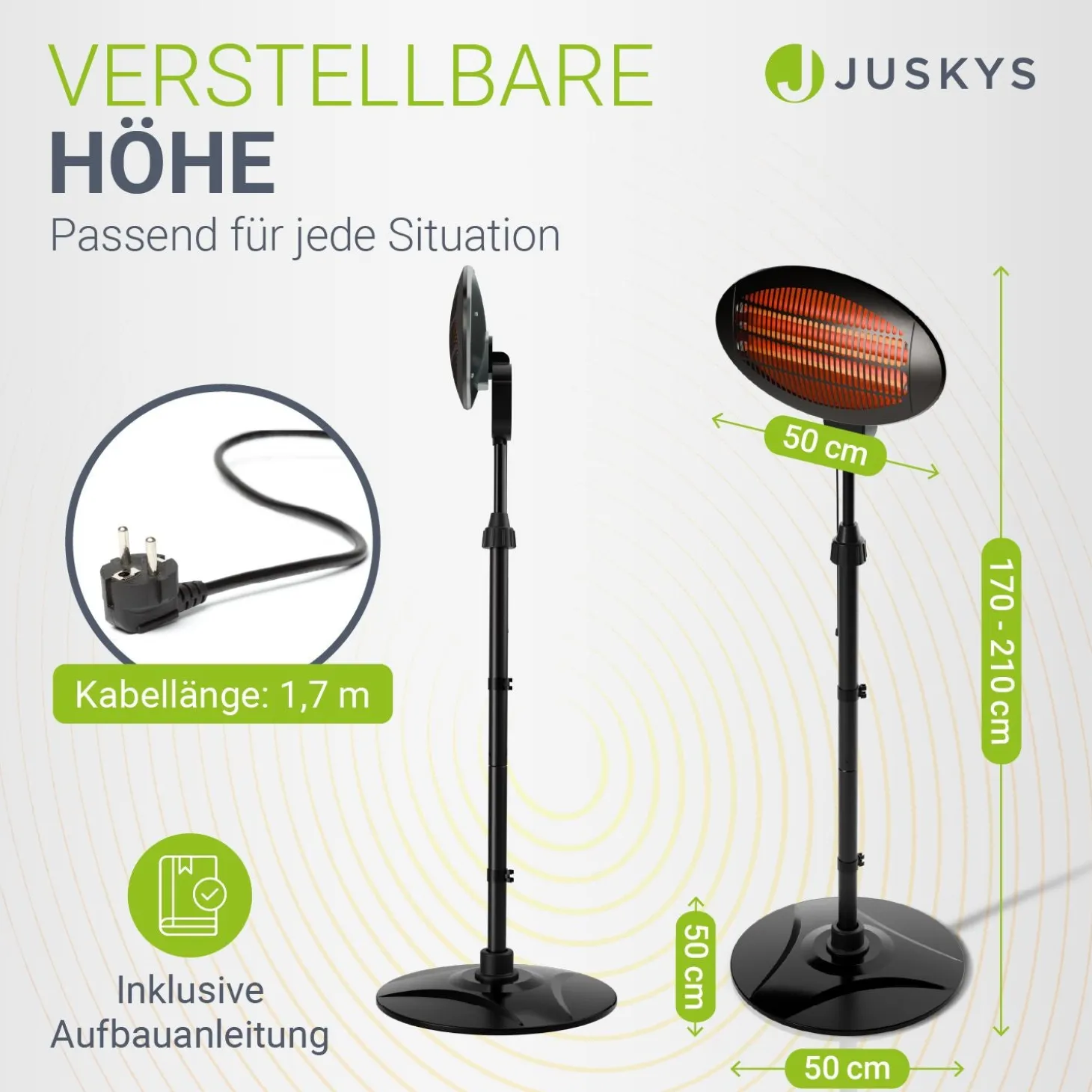 Infrarotstrahler 2000W Schwarz außen