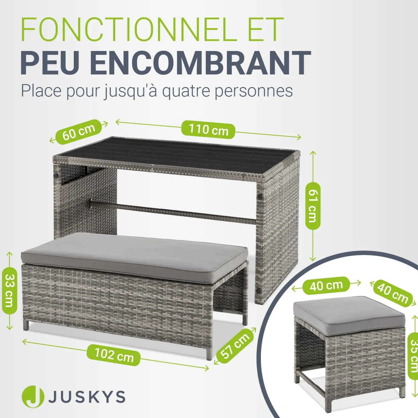 2in1 Polyrattan Gartenmöbel Jamaika