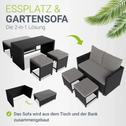 2in1 Polyrattan Gartenmöbel Jamaika