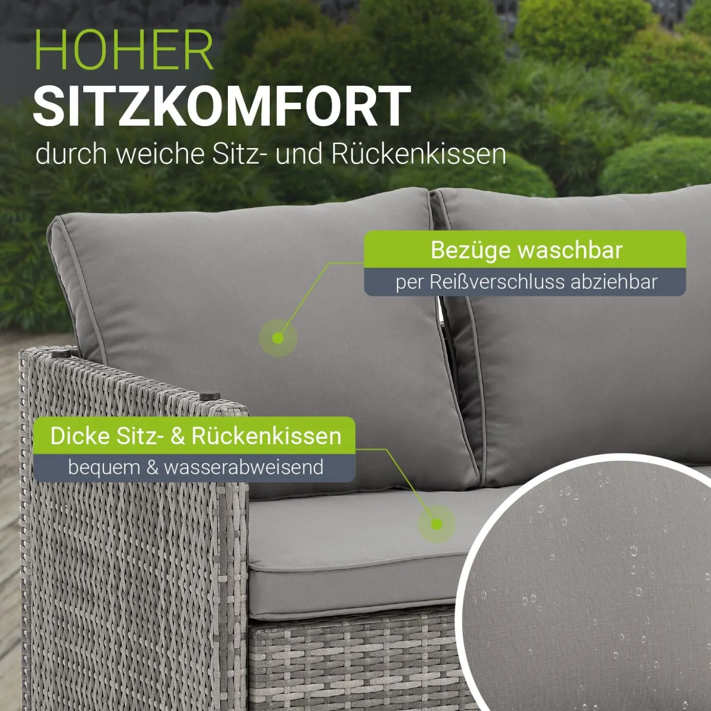 2in1 Polyrattan Gartenmöbel Jamaika