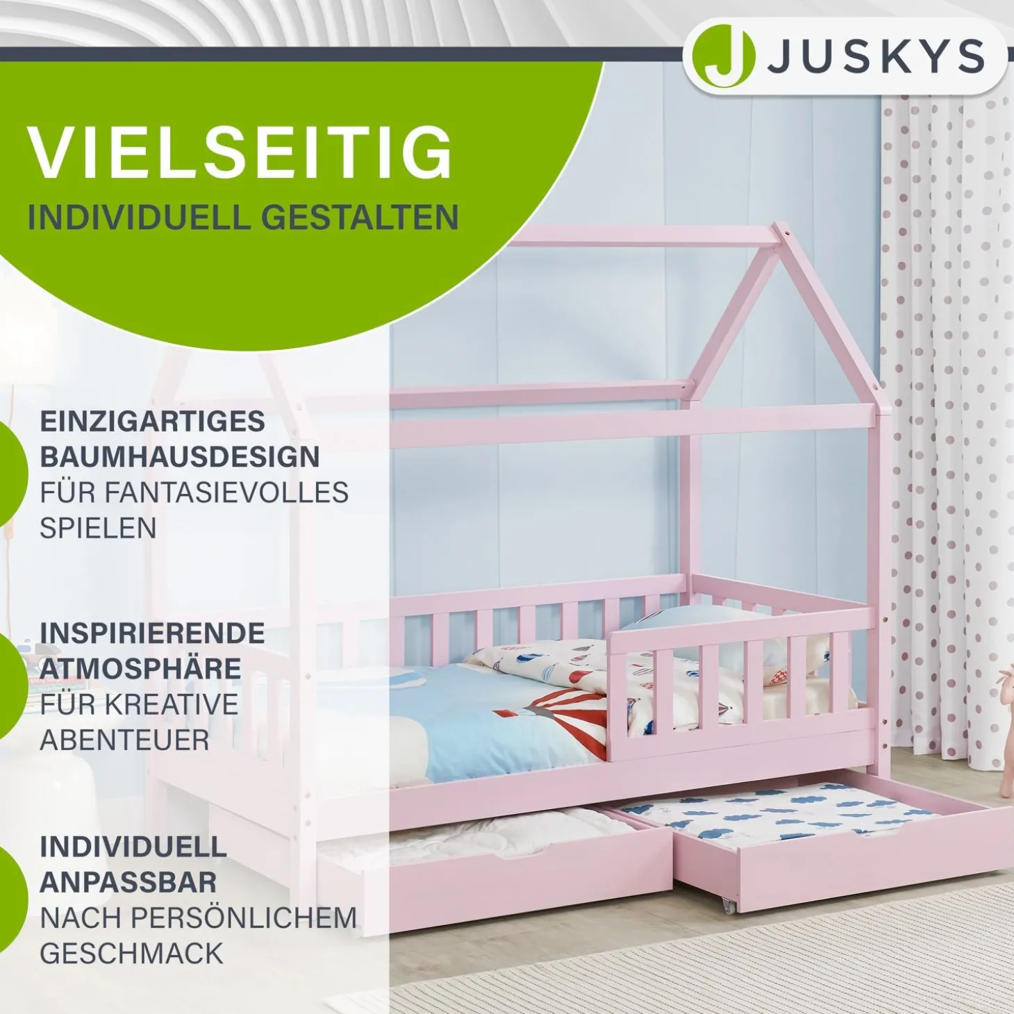 Kinderbett Marli 80 x 160 cm mit Bettkasten