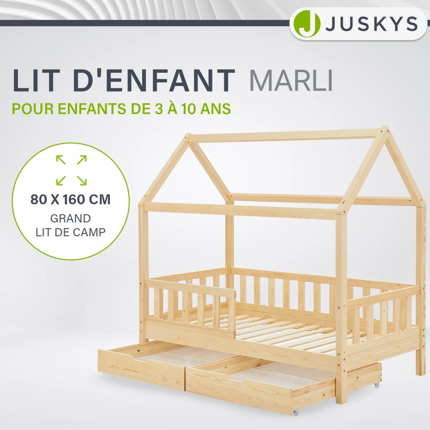 Kinderbett Marli 80 x 160 cm mit Bettkasten
