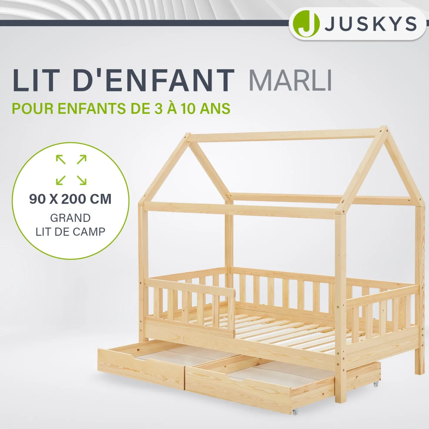 Kinderbett Marli 90 x 200 cm mit Bettkasten