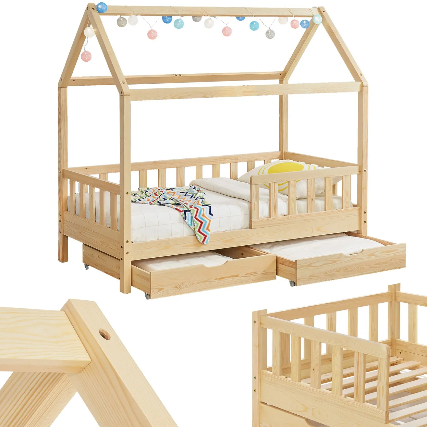 Kinderbett Marli 90 x 200 cm mit Bettkasten