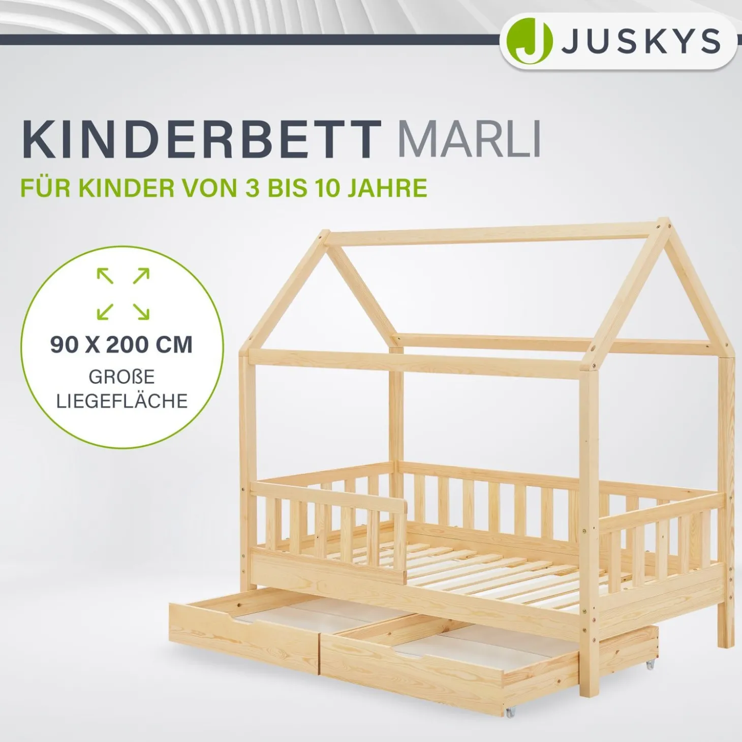 Kinderbett Marli 90 x 200 cm mit Bettkasten