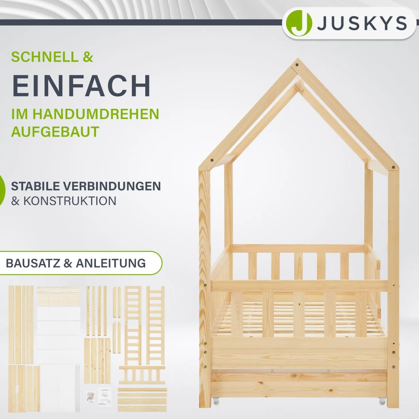 Kinderbett Marli 90 x 200 cm mit Bettkasten