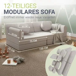 Kindersofa Kayo mit Cord Bezug & Kissen