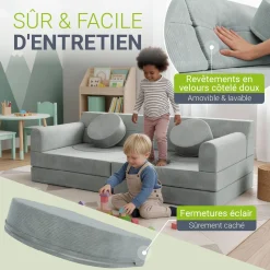 Kindersofa Kayo mit Cord Bezug & Kissen