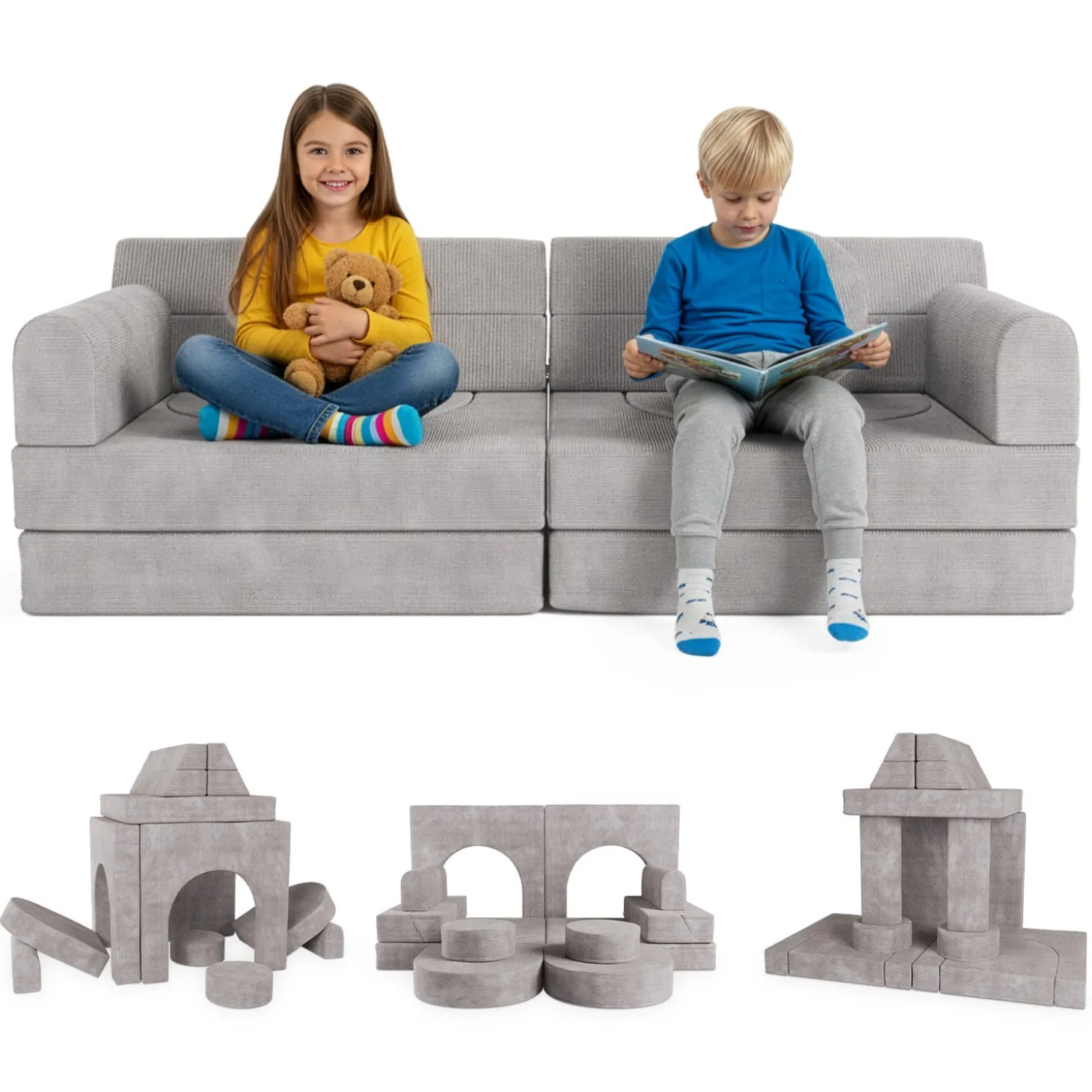 Kindersofa Kayo mit Cord Bezug & Kissen
