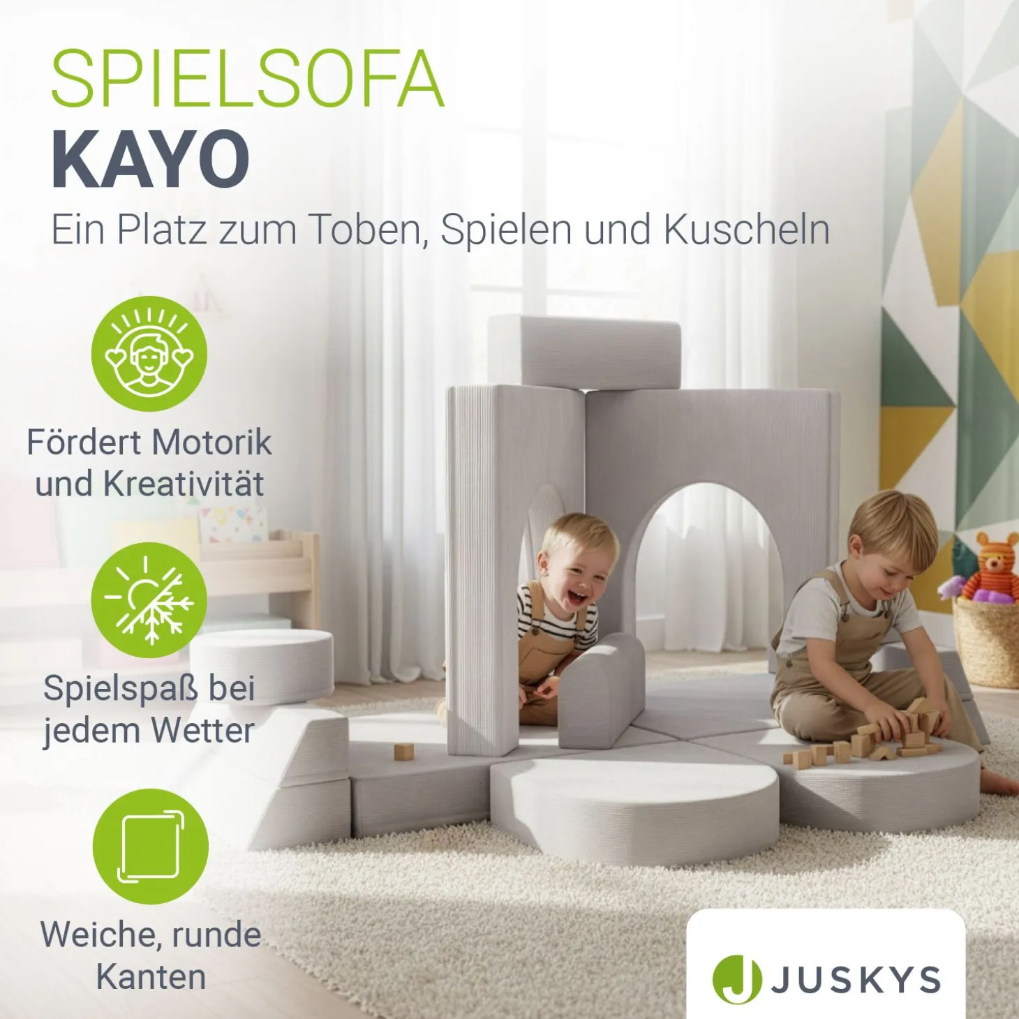 Kindersofa Kayo mit Cord Bezug & Kissen