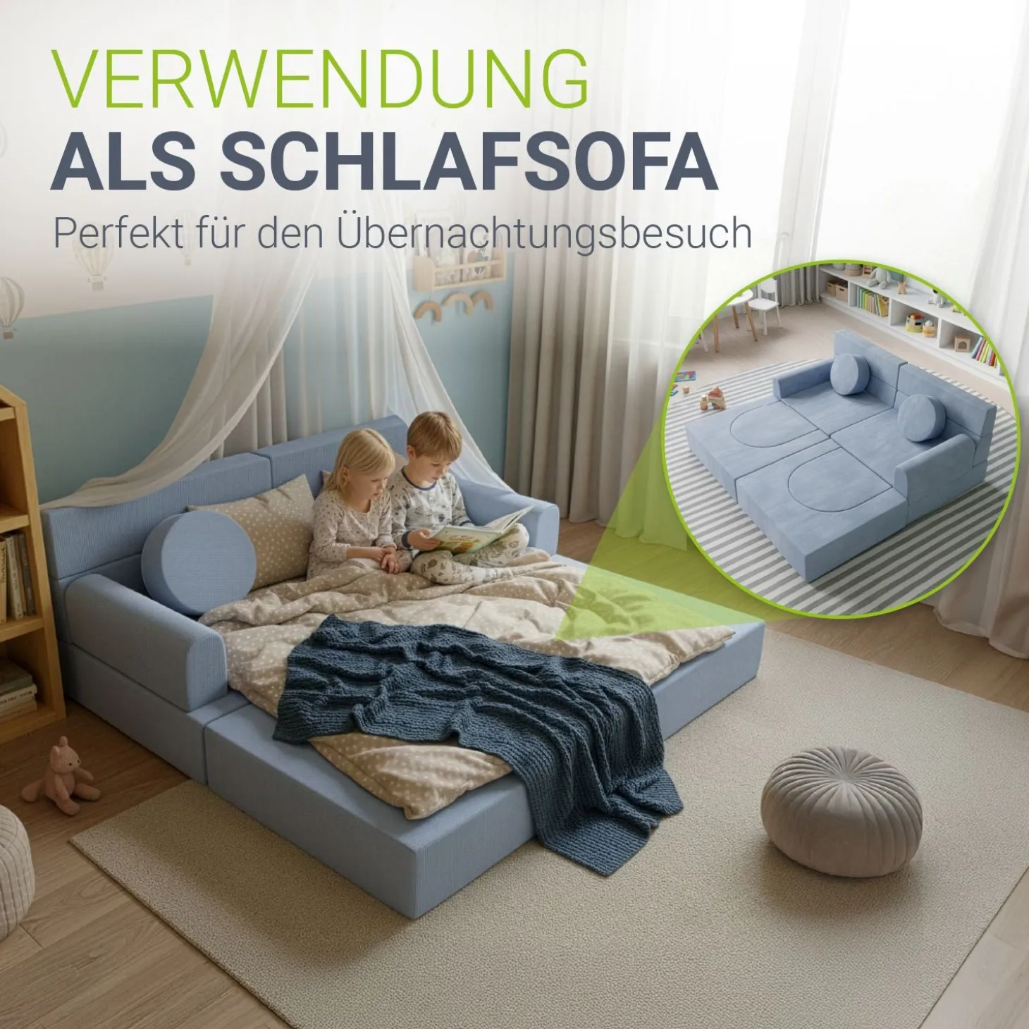 Kindersofa Kayo mit Cord Bezug & Kissen