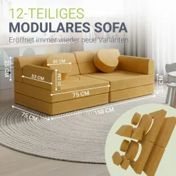Kindersofa Kayo mit Cord Bezug & Kissen