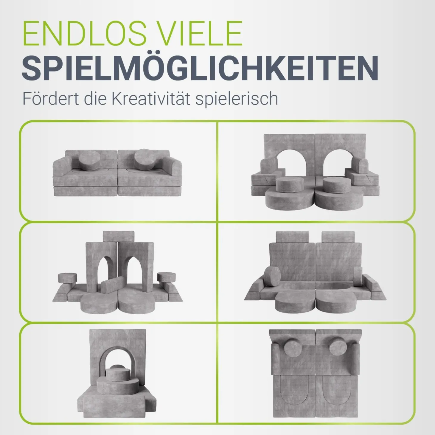 Kindersofa Kayo mit Cord Bezug & Kissen