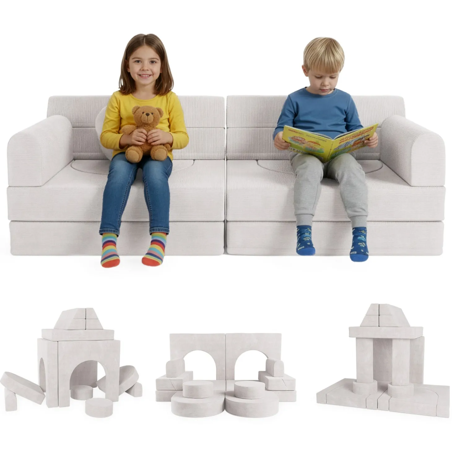 Kindersofa Kayo mit Cord Bezug & Kissen