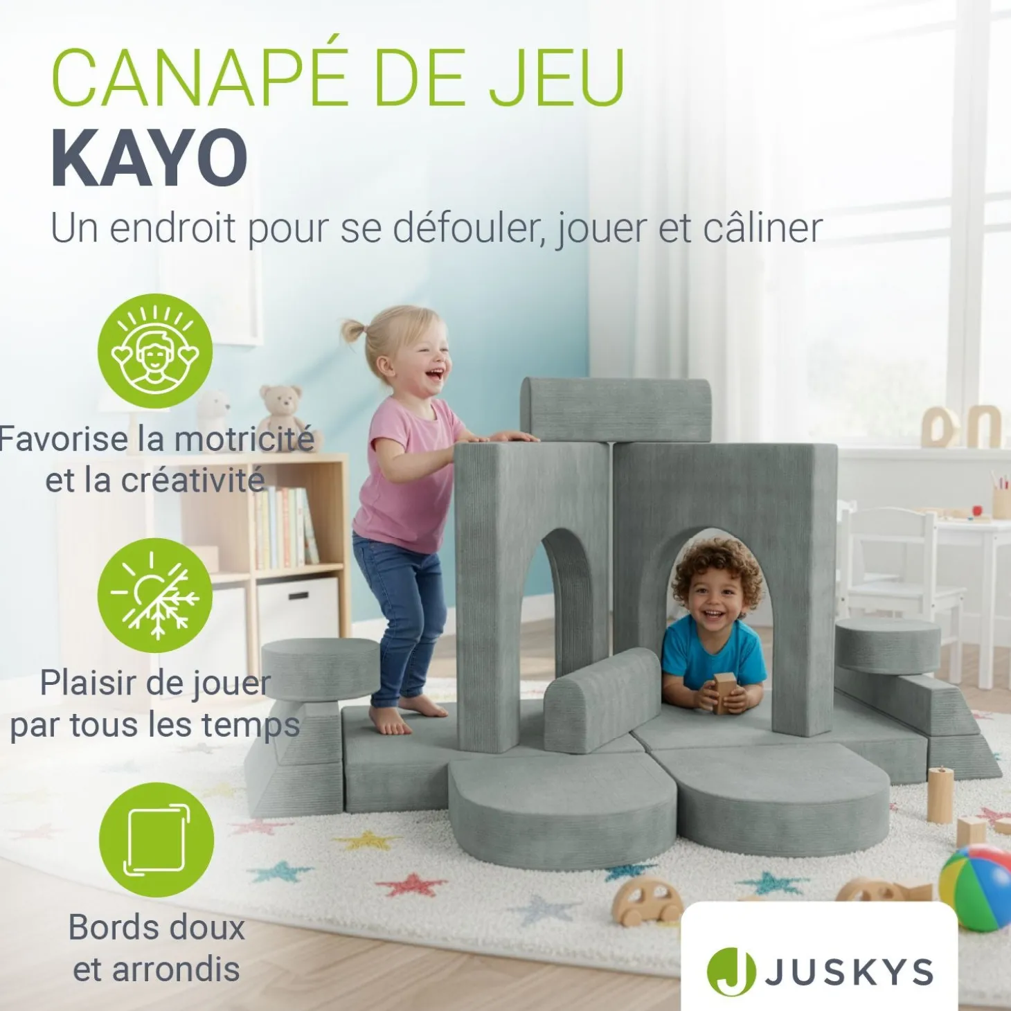 Kindersofa Kayo mit Cord Bezug & Kissen