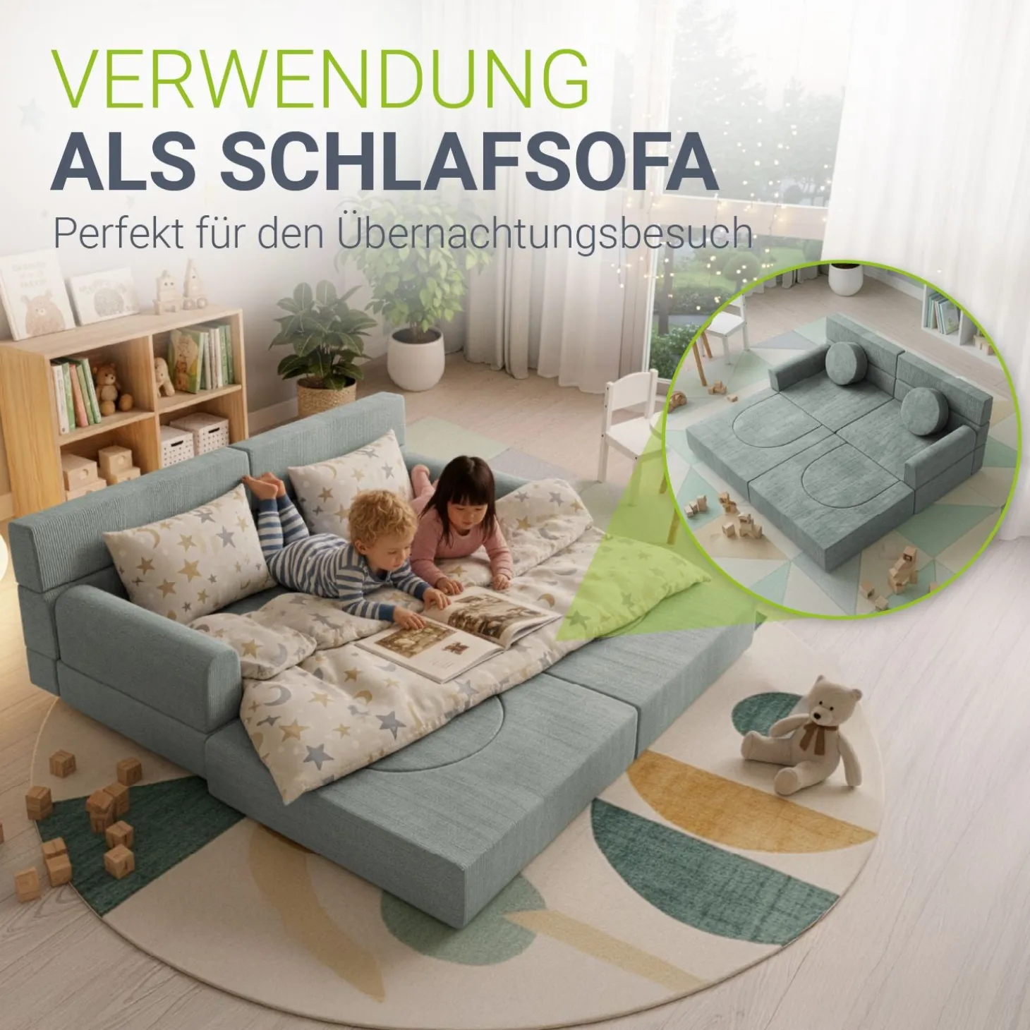 Kindersofa Kayo mit Cord Bezug & Kissen