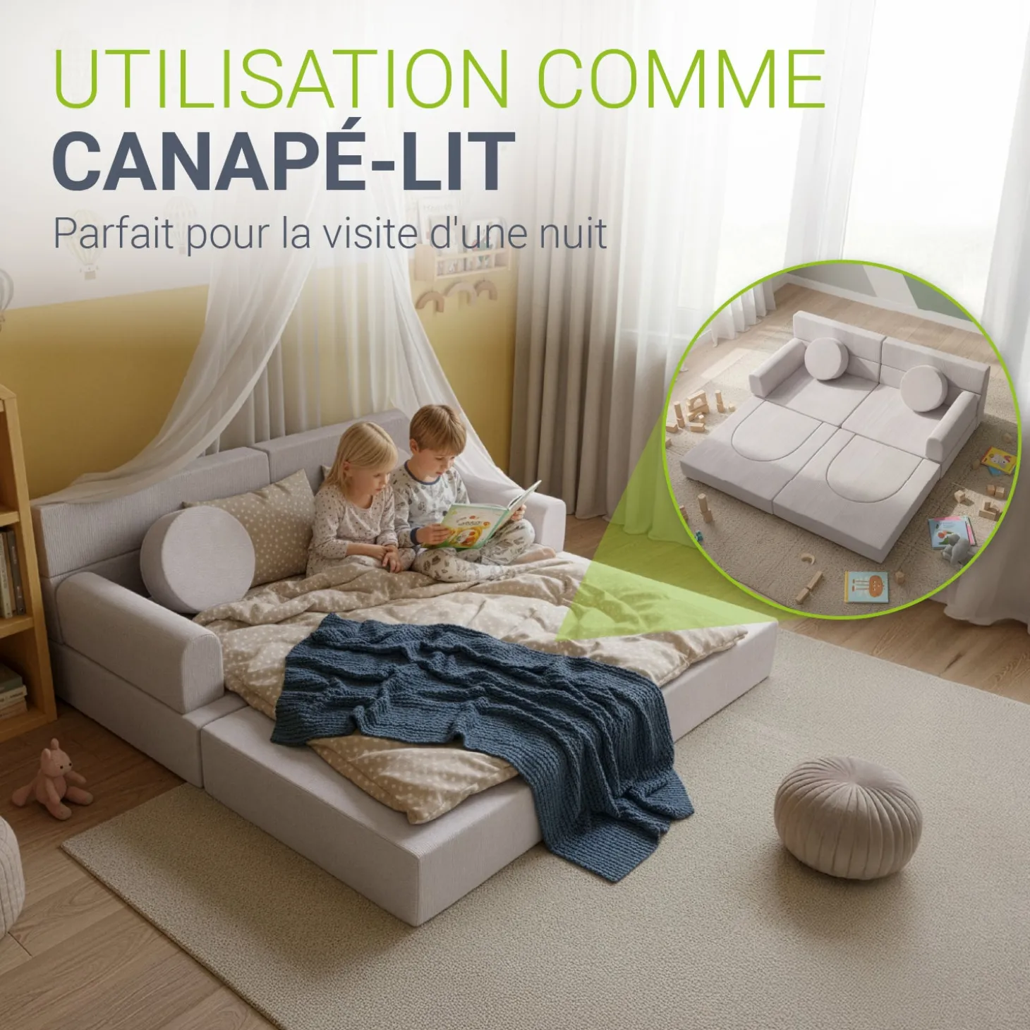 Kindersofa Kayo mit Cord Bezug & Kissen