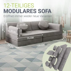 Kindersofa Kayo mit Cord Bezug & Kissen