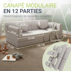 Kindersofa Kayo mit Cord Bezug & Kissen