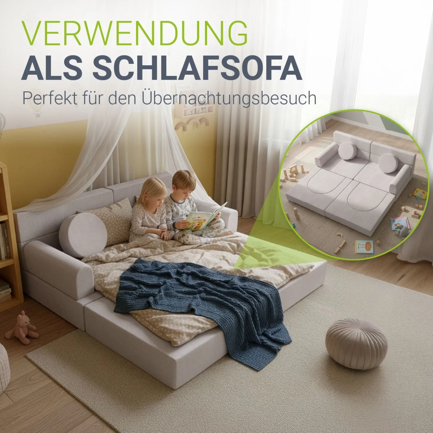 Kindersofa Kayo mit Cord Bezug & Kissen