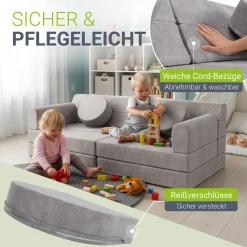 Kindersofa Kayo mit Cord Bezug & Kissen