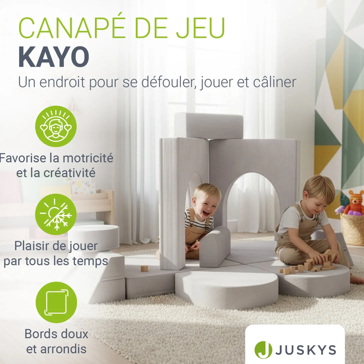 Kindersofa Kayo mit Cord Bezug & Kissen