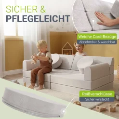Kindersofa Kayo mit Cord Bezug & Kissen