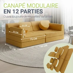 Kindersofa Kayo mit Cord Bezug & Kissen