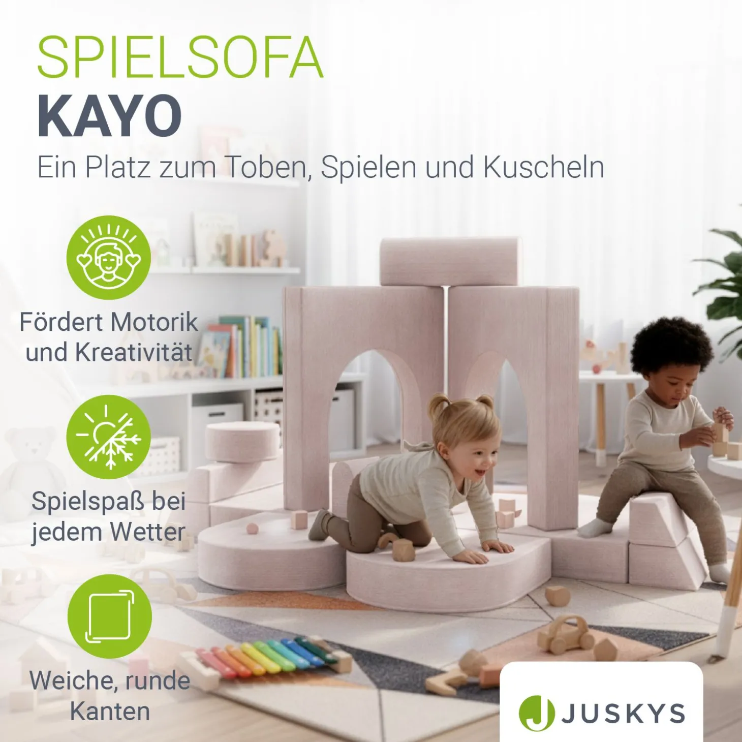 Kindersofa Kayo mit Cord Bezug & Kissen