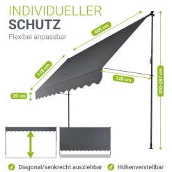 Klemmmarkise Kapstadt mit Handkurbel
