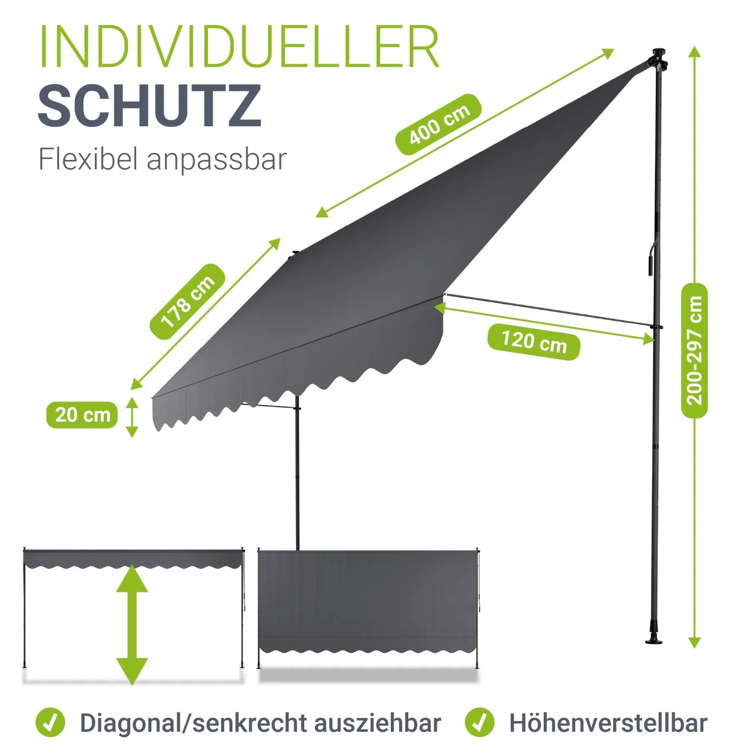 Klemmmarkise Kapstadt mit Handkurbel