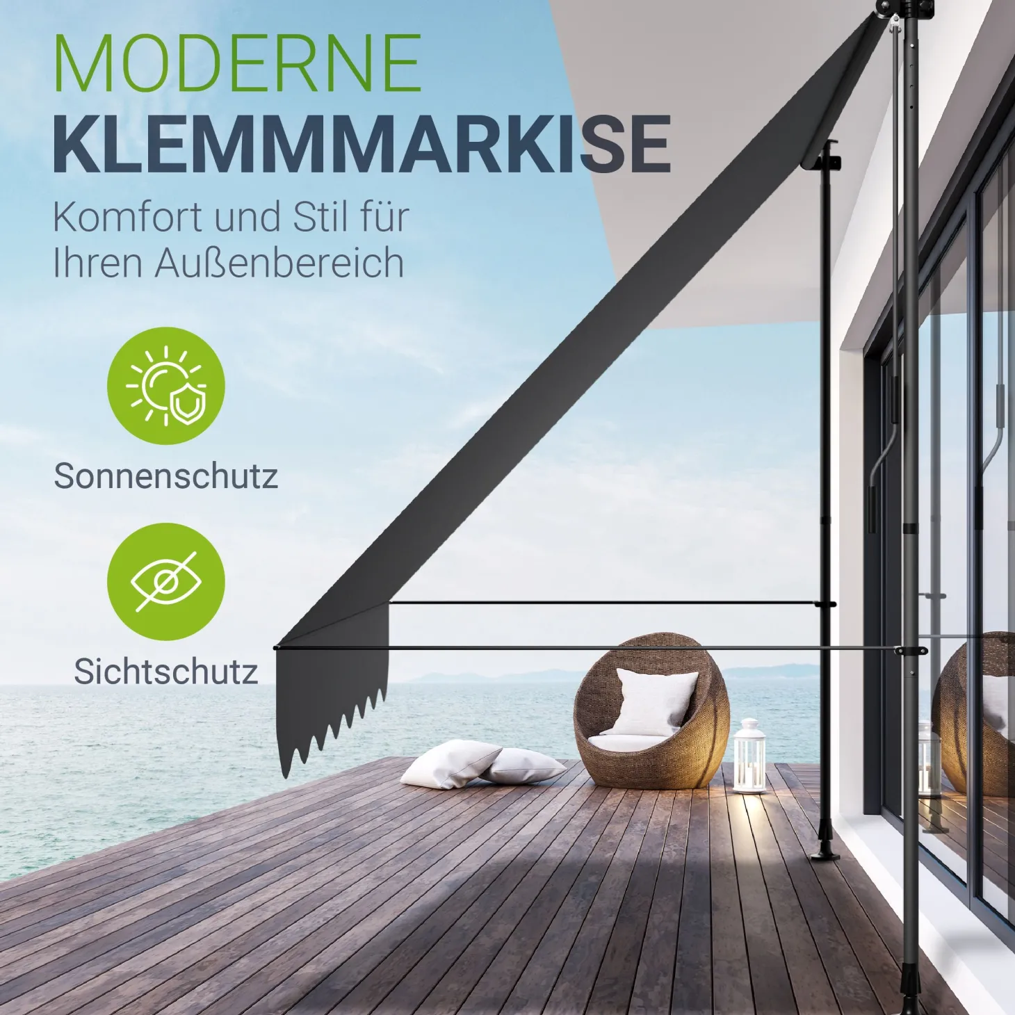 Klemmmarkise Kapstadt mit Handkurbel